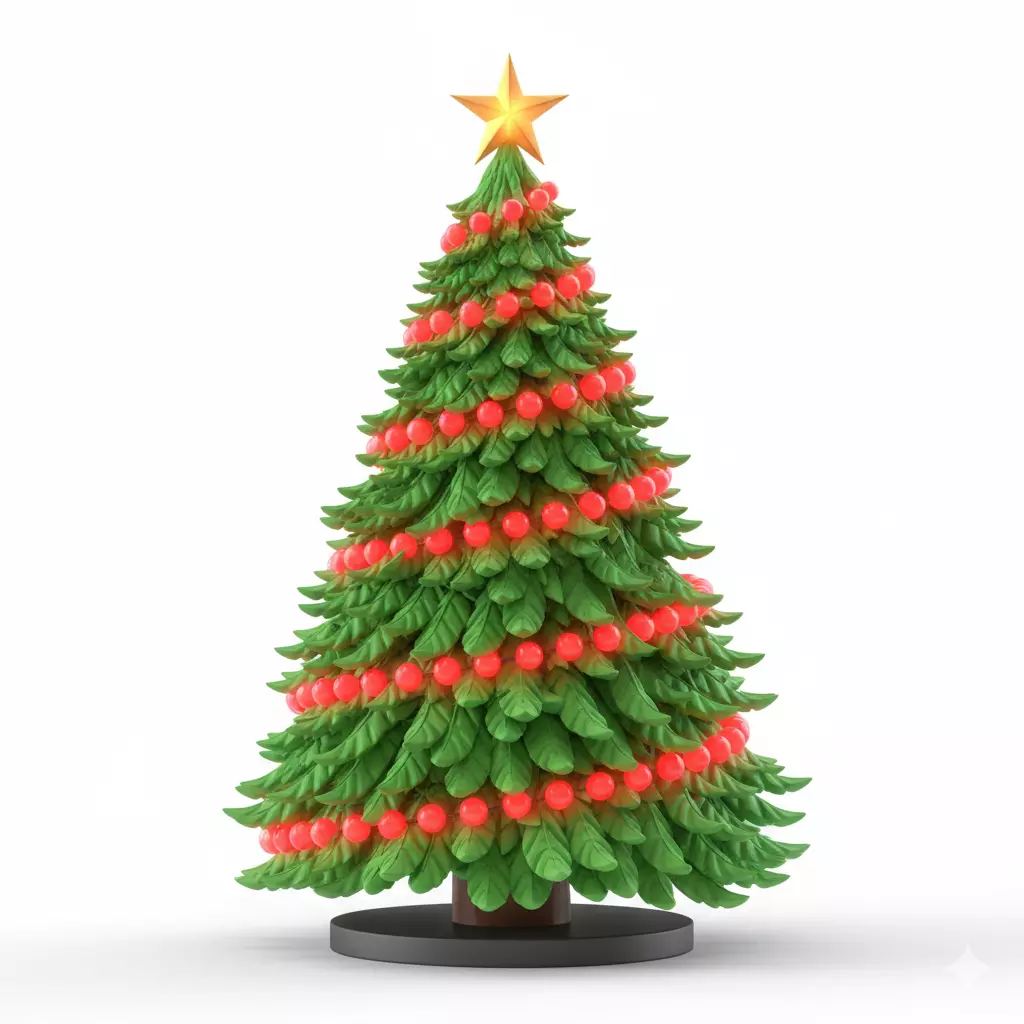 Christmas Tree 3D Model Realistic Happy Christmas Scene 3D print model_0