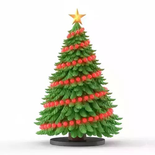 Christmas Tree 3D Model Realistic Happy Christmas Scene 3D print model Christmas Tree 3D Model Realistic Happy Christmas Scene 3D print model