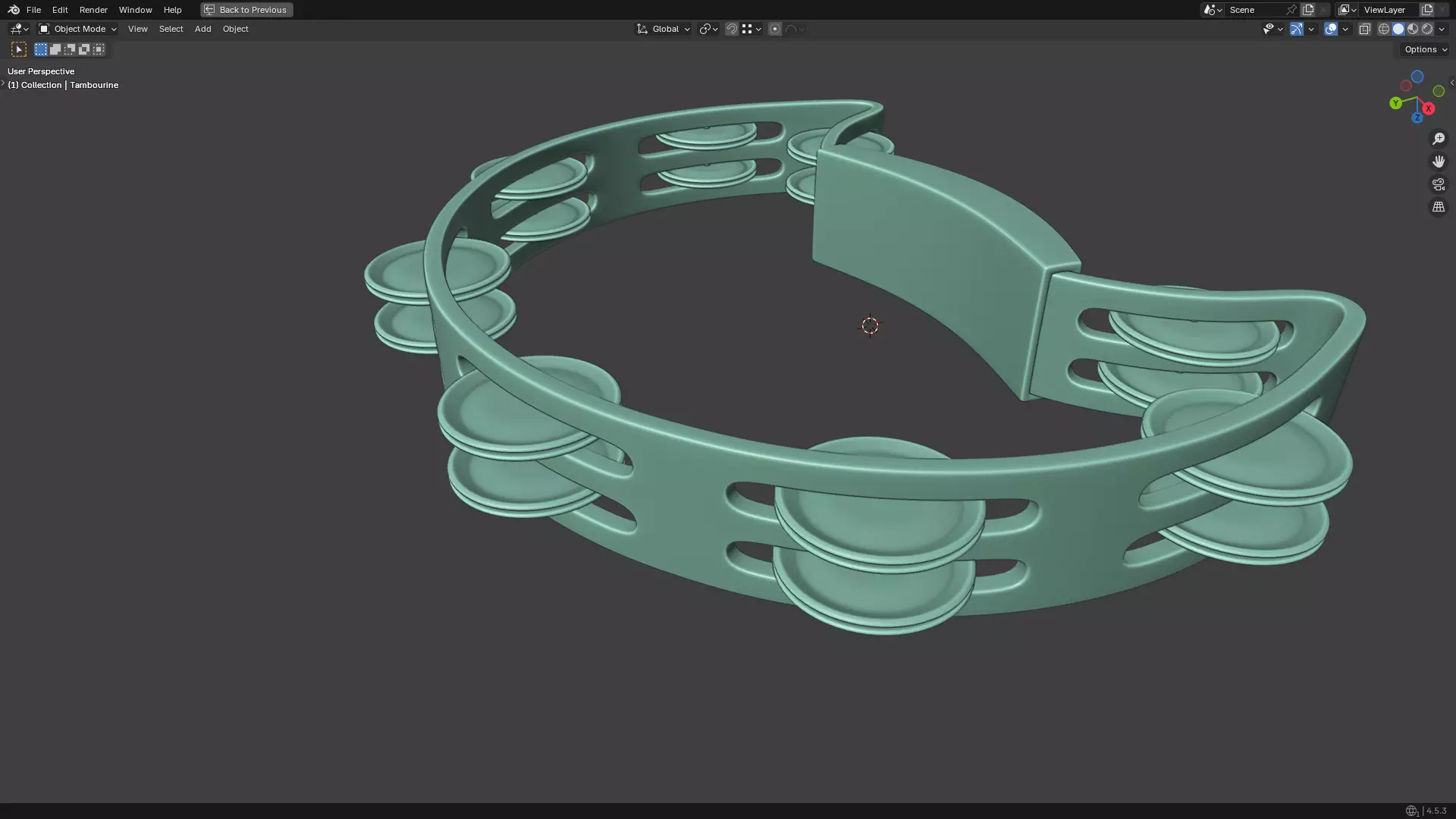 Tambourine Metal Buckle PBR 3D model_33