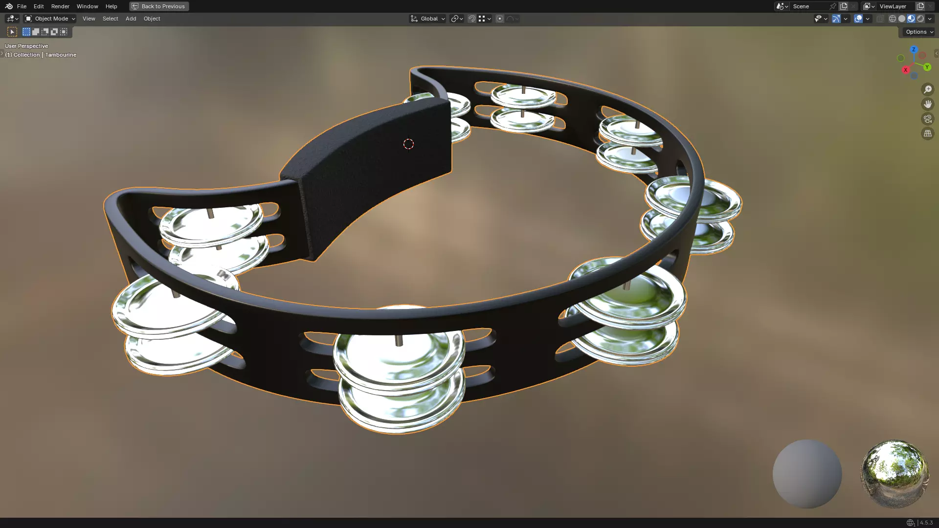 Tambourine Metal Buckle PBR 3D model_8