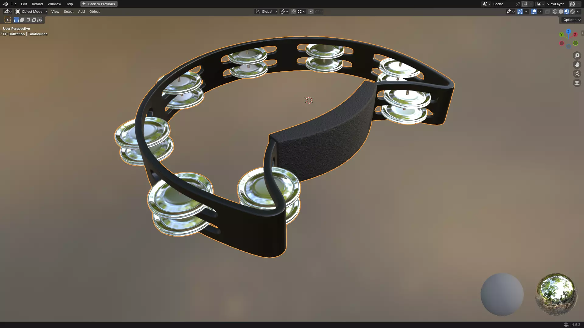 Tambourine Metal Buckle PBR 3D model_16