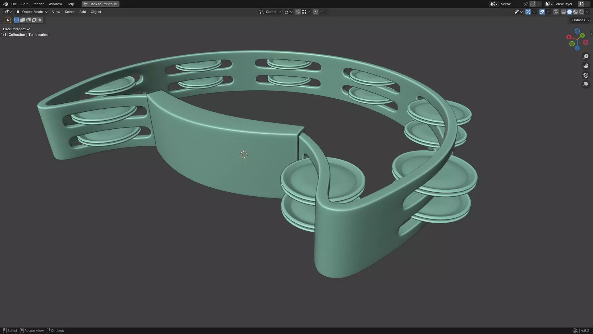 Tambourine Metal Buckle PBR 3D model_35