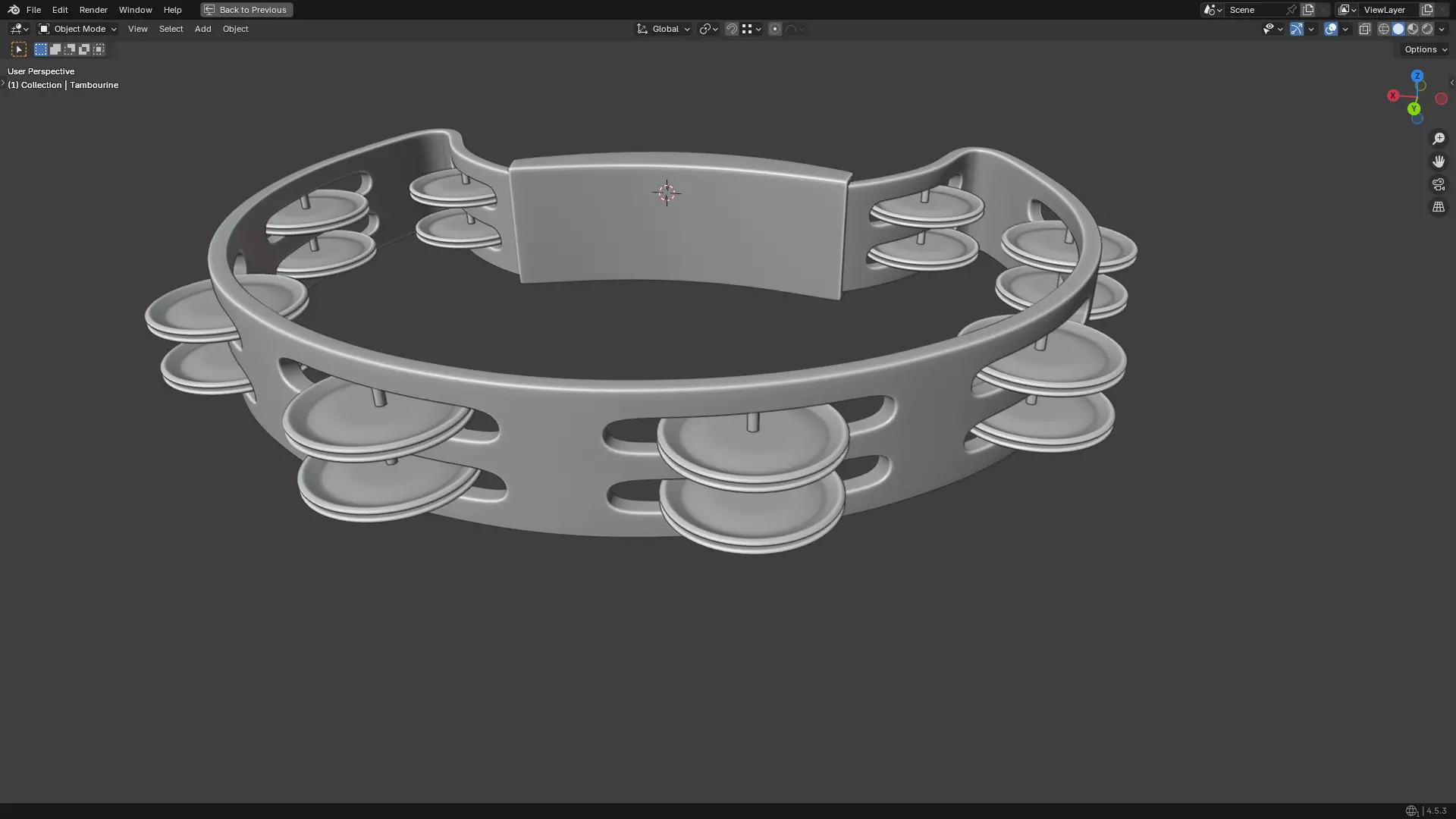 Tambourine Metal Buckle PBR 3D model_27