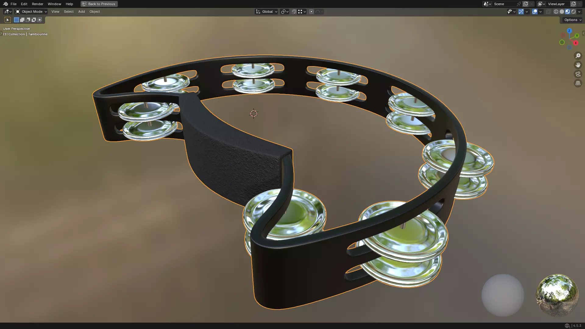 Tambourine Metal Buckle PBR 3D model_9
