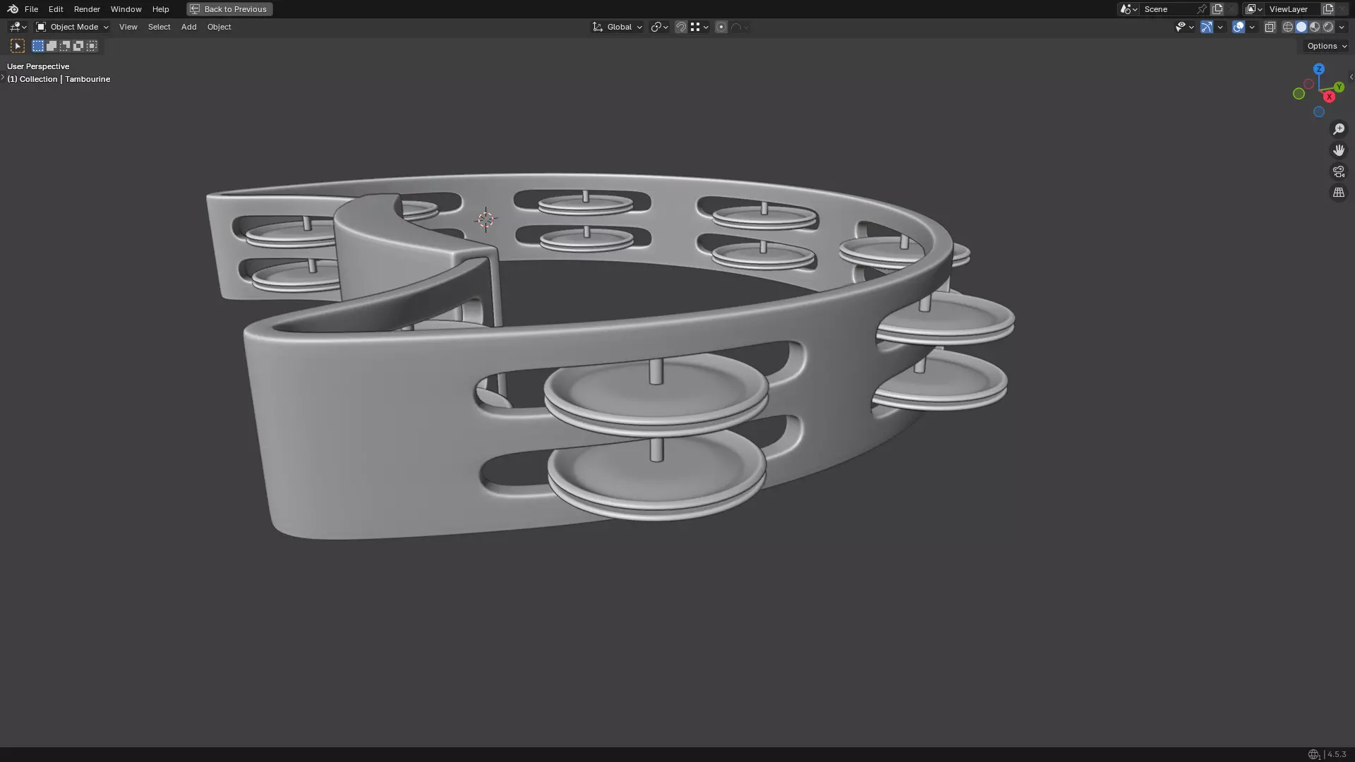 Tambourine Metal Buckle PBR 3D model_26
