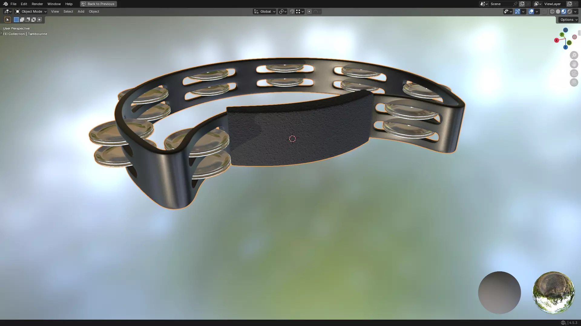 Tambourine Metal Buckle PBR 3D model_17