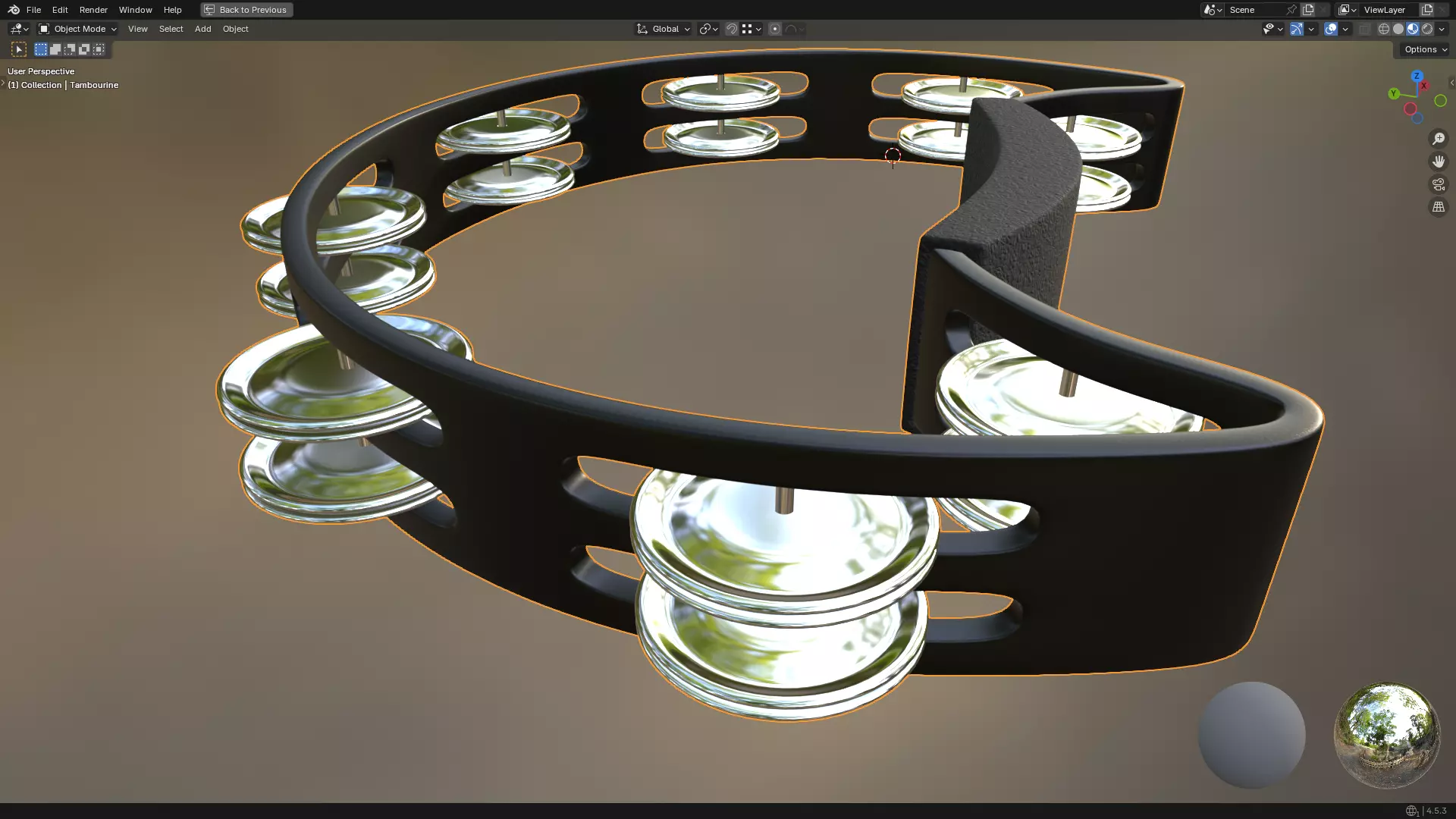 Tambourine Metal Buckle PBR 3D model_11