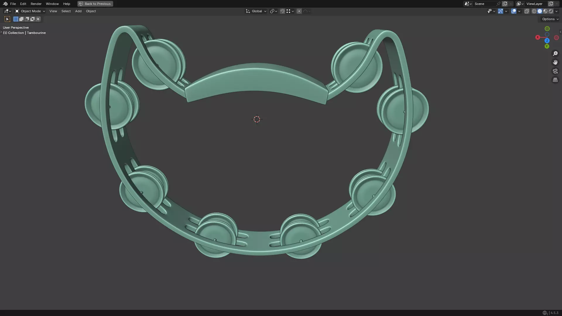 Tambourine Metal Buckle PBR 3D model_36