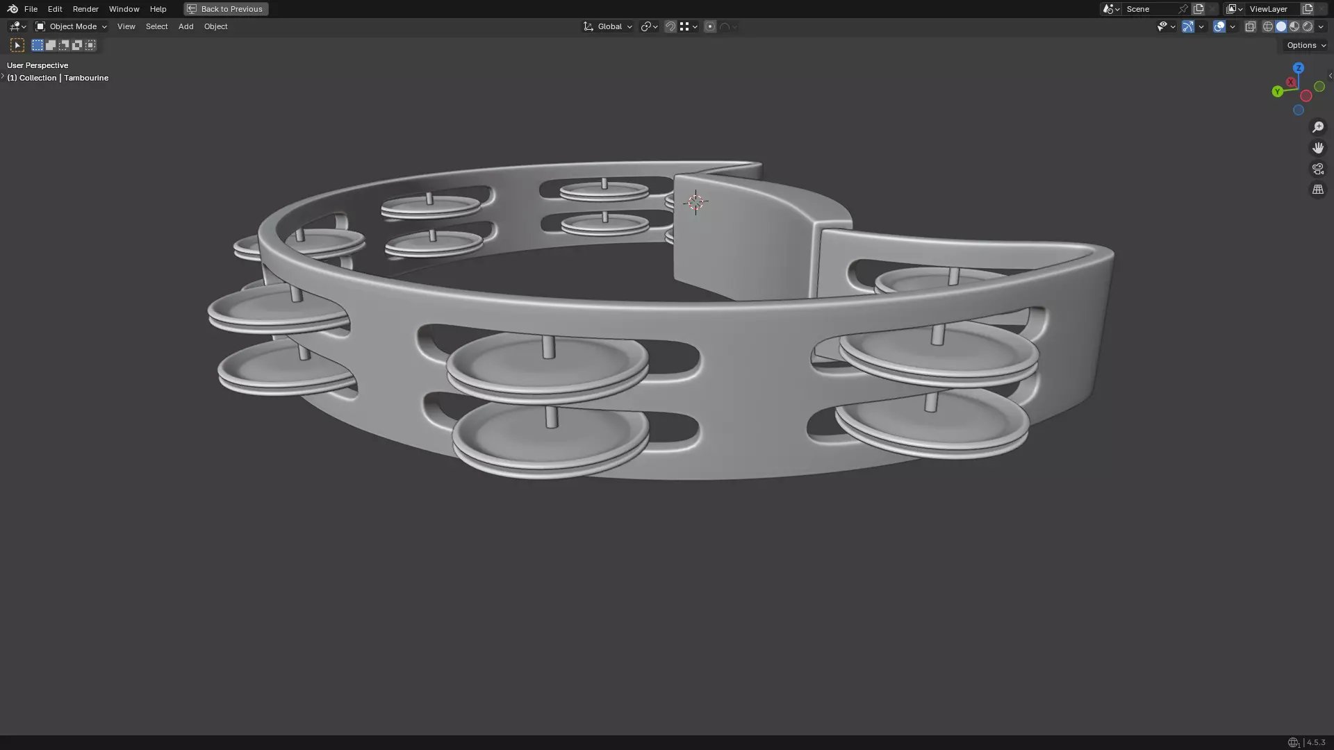 Tambourine Metal Buckle PBR 3D model_23