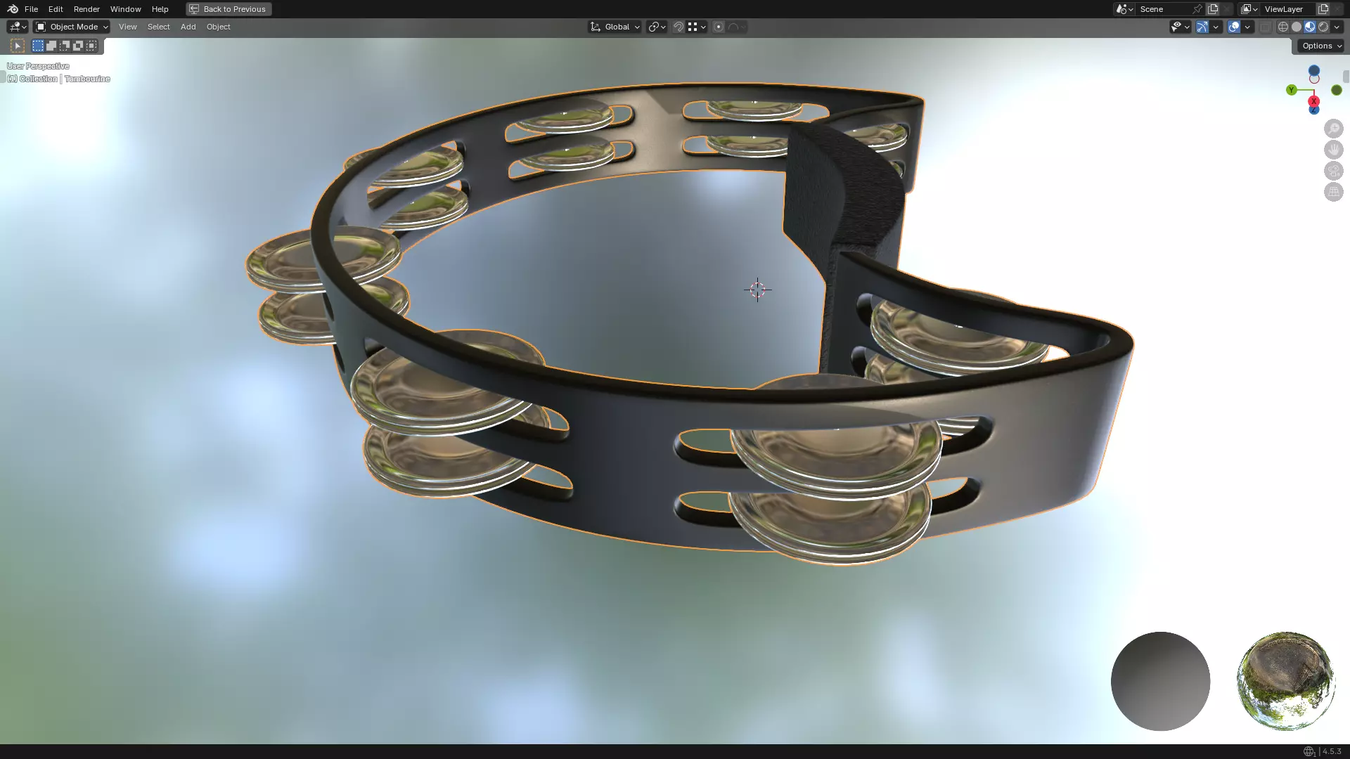 Tambourine Metal Buckle PBR 3D model_13
