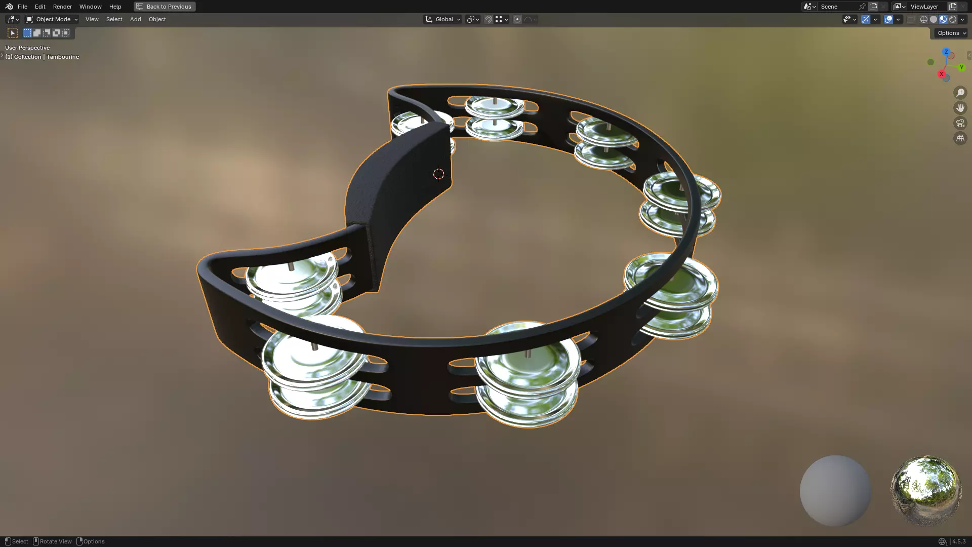 Tambourine Metal Buckle PBR 3D model_18
