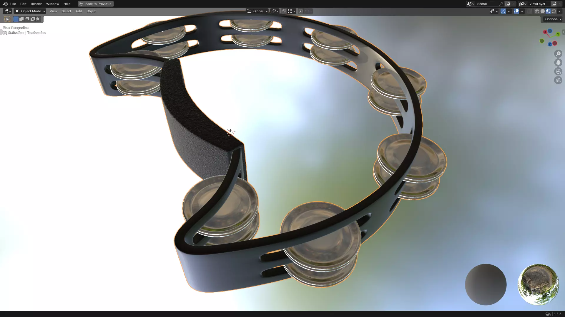 Tambourine Metal Buckle PBR 3D model_12