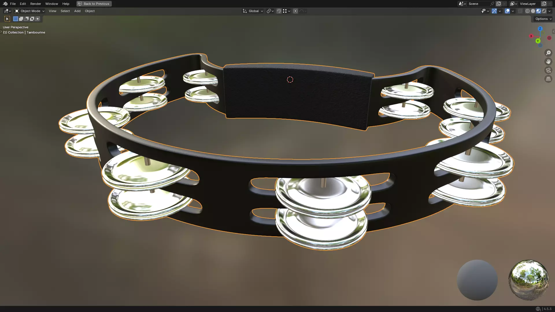 Tambourine Metal Buckle PBR 3D model_7