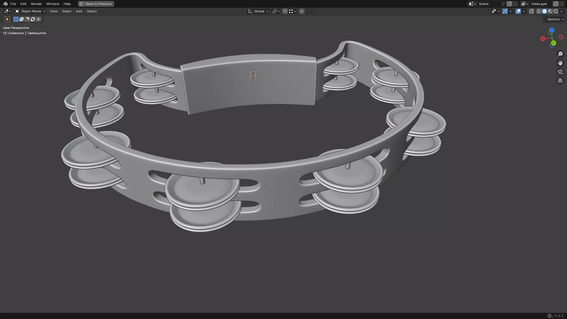 Tambourine Metal Buckle PBR 3D model_22