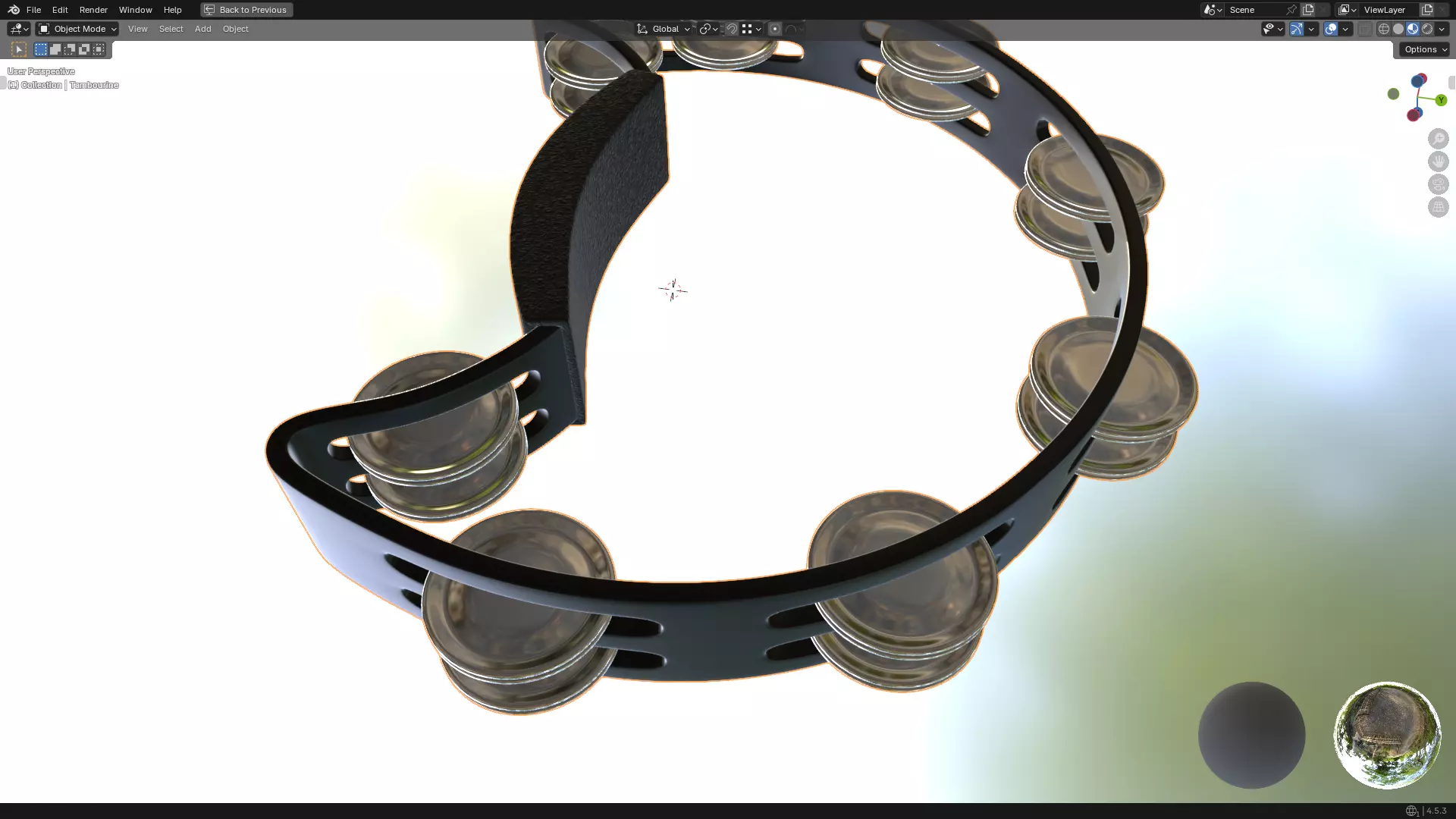 Tambourine Metal Buckle PBR 3D model_14
