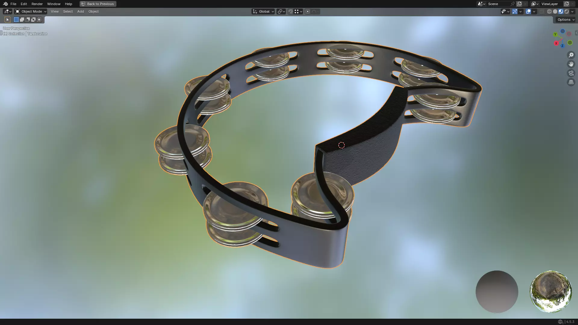 Tambourine Metal Buckle PBR 3D model_15