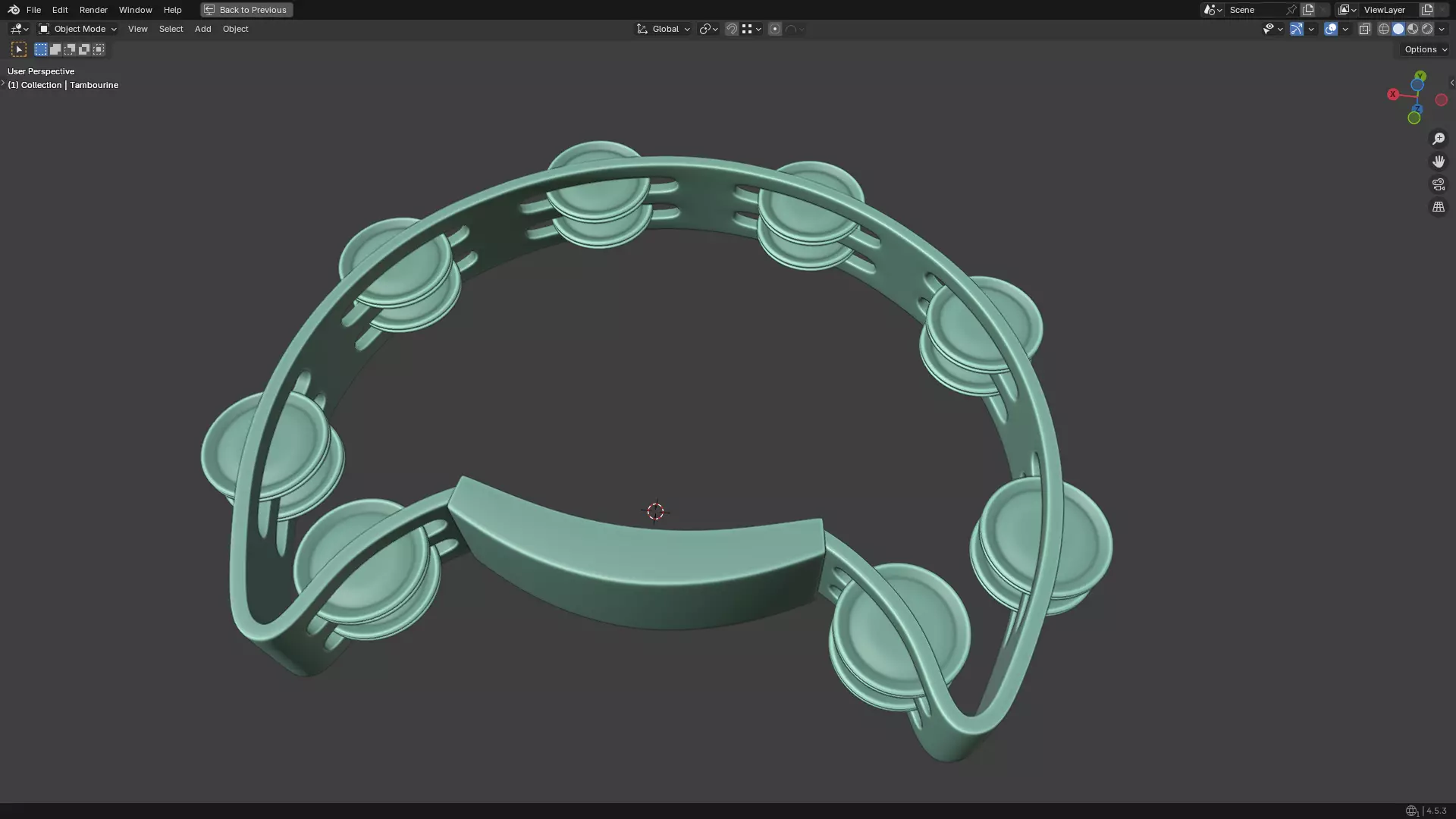 Tambourine Metal Buckle PBR 3D model_37