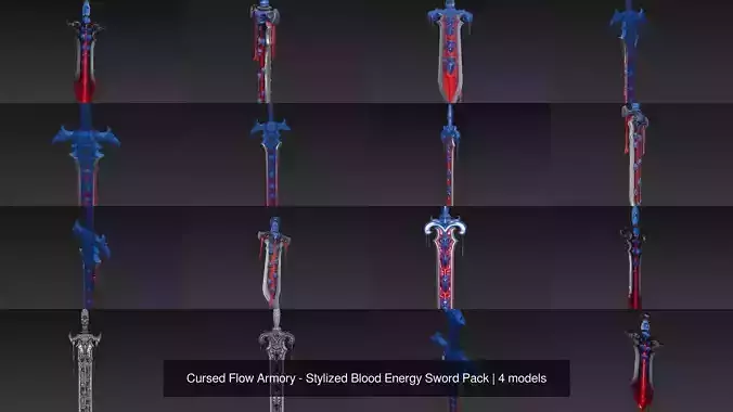 Cursed Flow Armory - Stylized Blood Energy Sword Pack 3D Model Collection Cursed Flow Armory - Stylized Blood Energy Sword Pack 3D Model Collection
