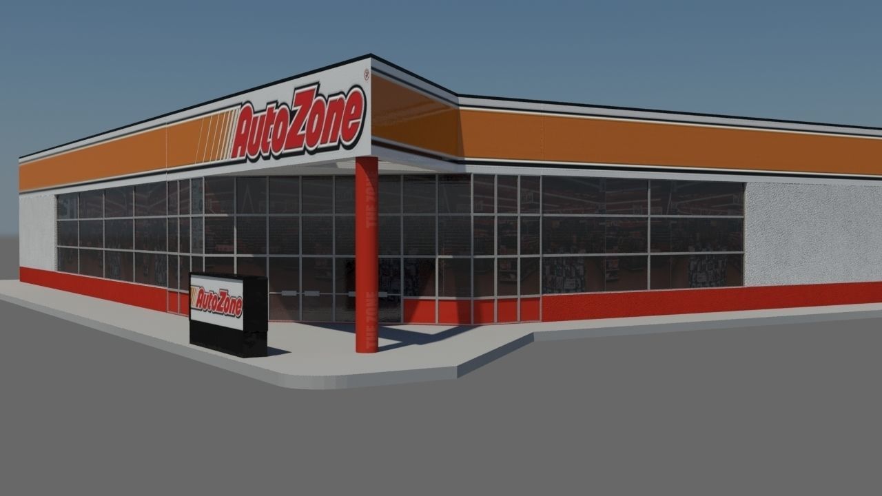 USA chain store - AutoZone Low-poly 3D model_1