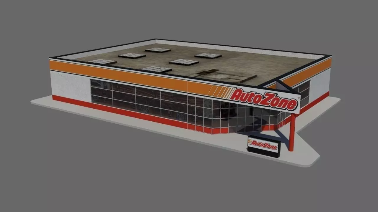 USA chain store - AutoZone Low-poly 3D model_0