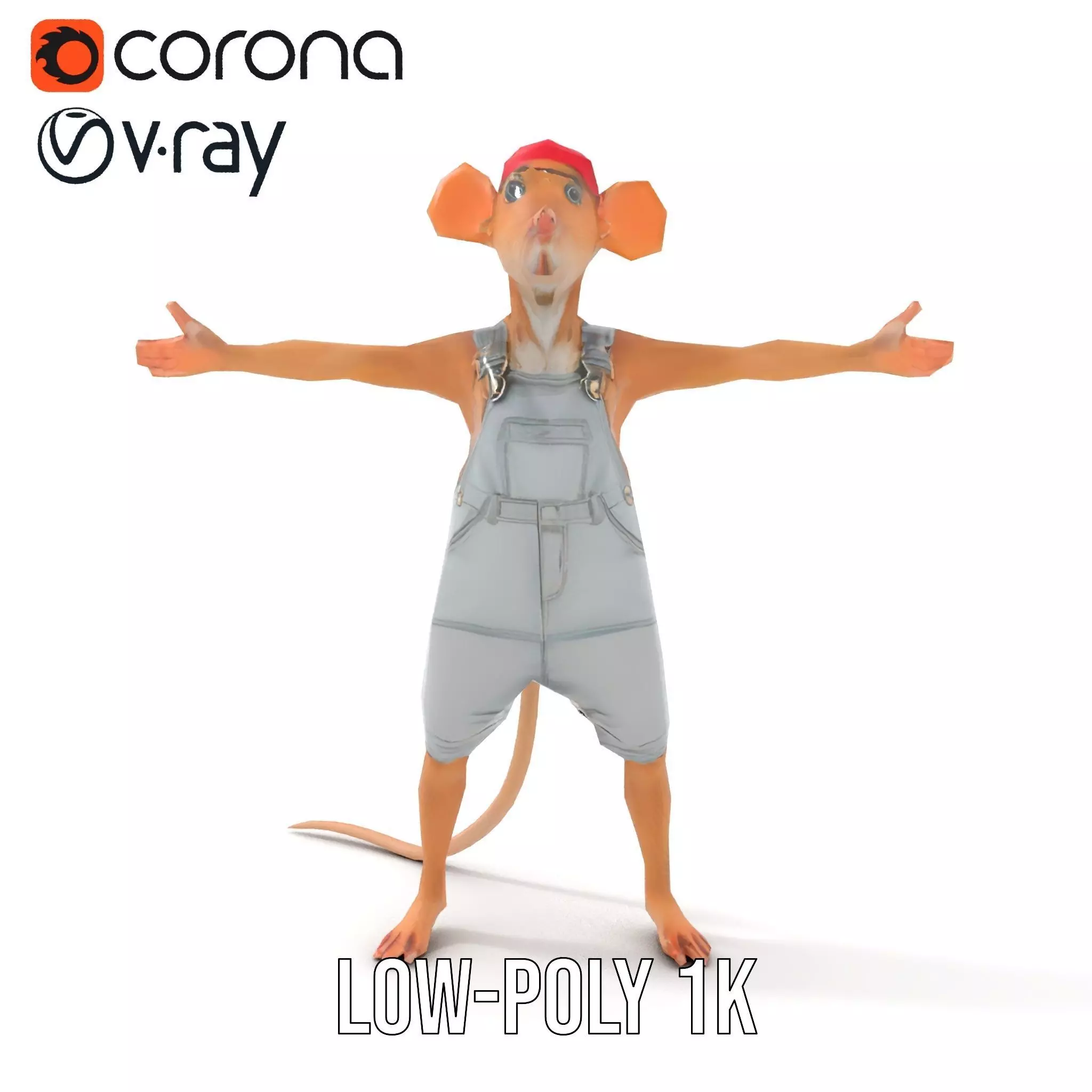 Adventurous Mouse Character model pack Low-poly 3D model_11