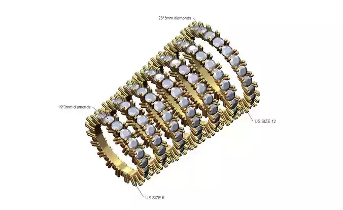 3mm diamond eternity stacker band US sizes 6to12