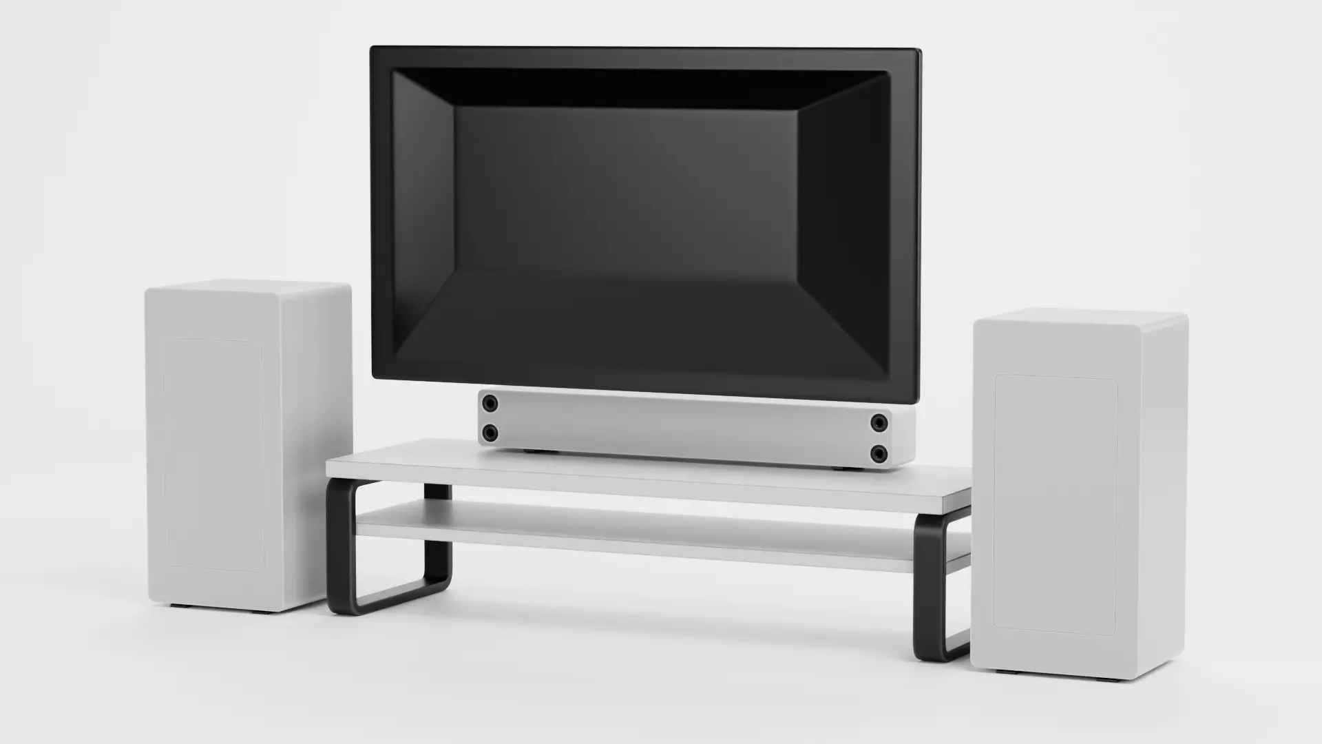 TV Unit with Flat Screen and Sound System V3 - Home Cinema Low-poly 3D model_4