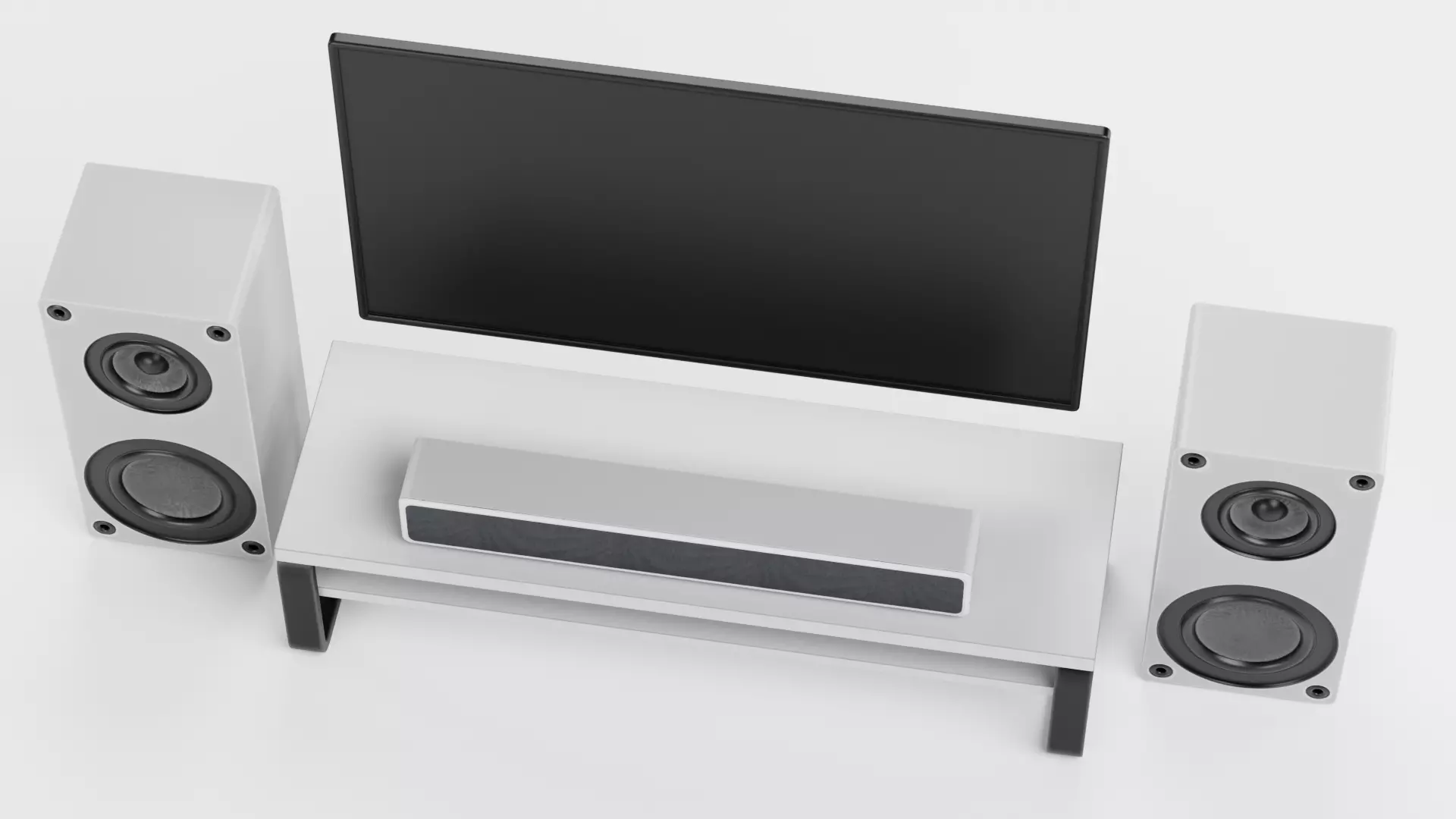 TV Unit with Flat Screen and Sound System V3 - Home Cinema Low-poly 3D model_5