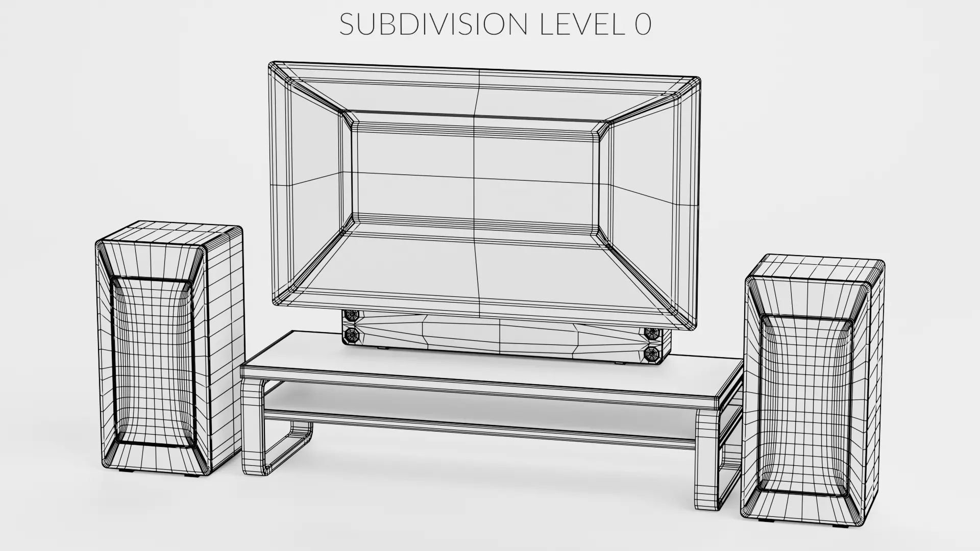 TV Unit with Flat Screen and Sound System V3 - Home Cinema Low-poly 3D model_9
