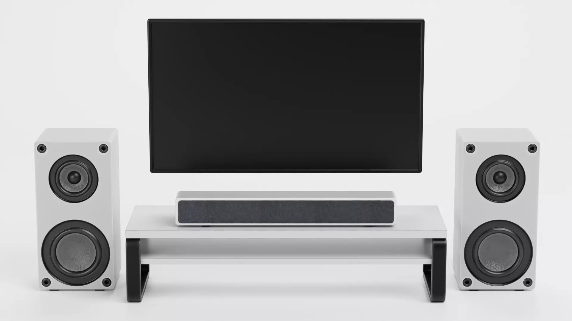 TV Unit with Flat Screen and Sound System V3 - Home Cinema Low-poly 3D model_0