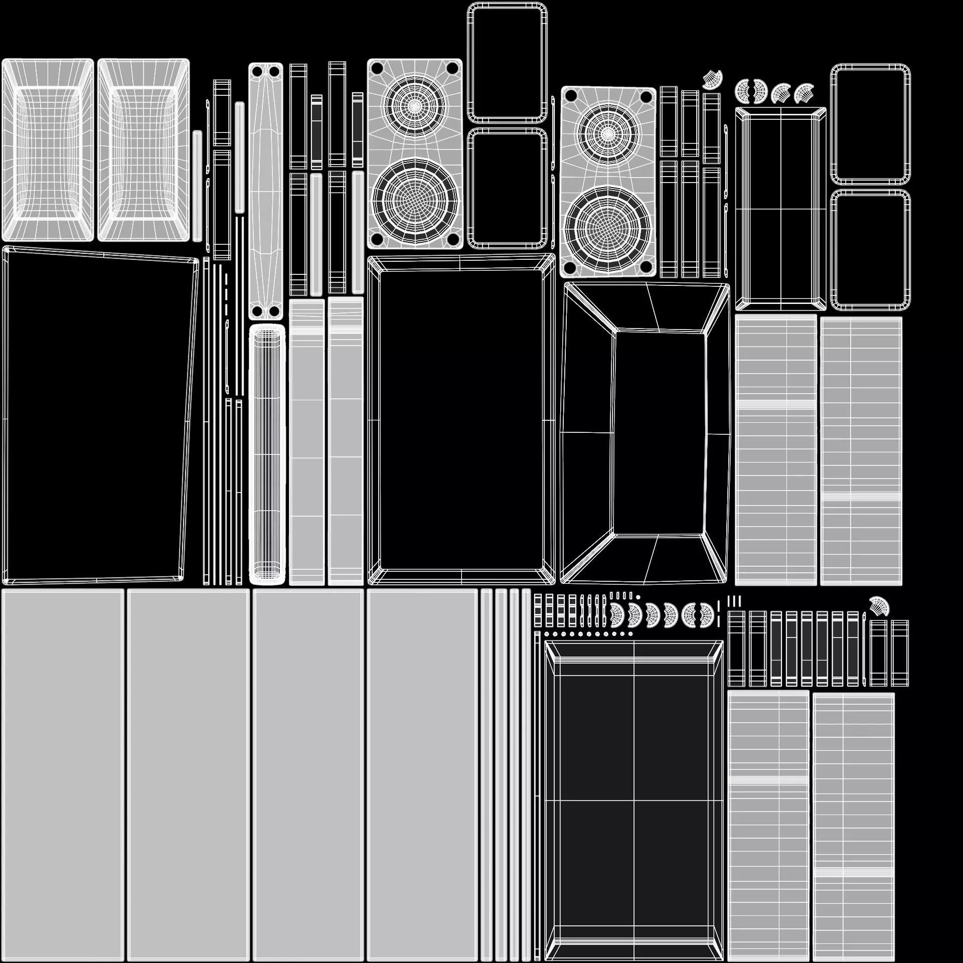 TV Unit with Flat Screen and Sound System V3 - Home Cinema Low-poly 3D model_6