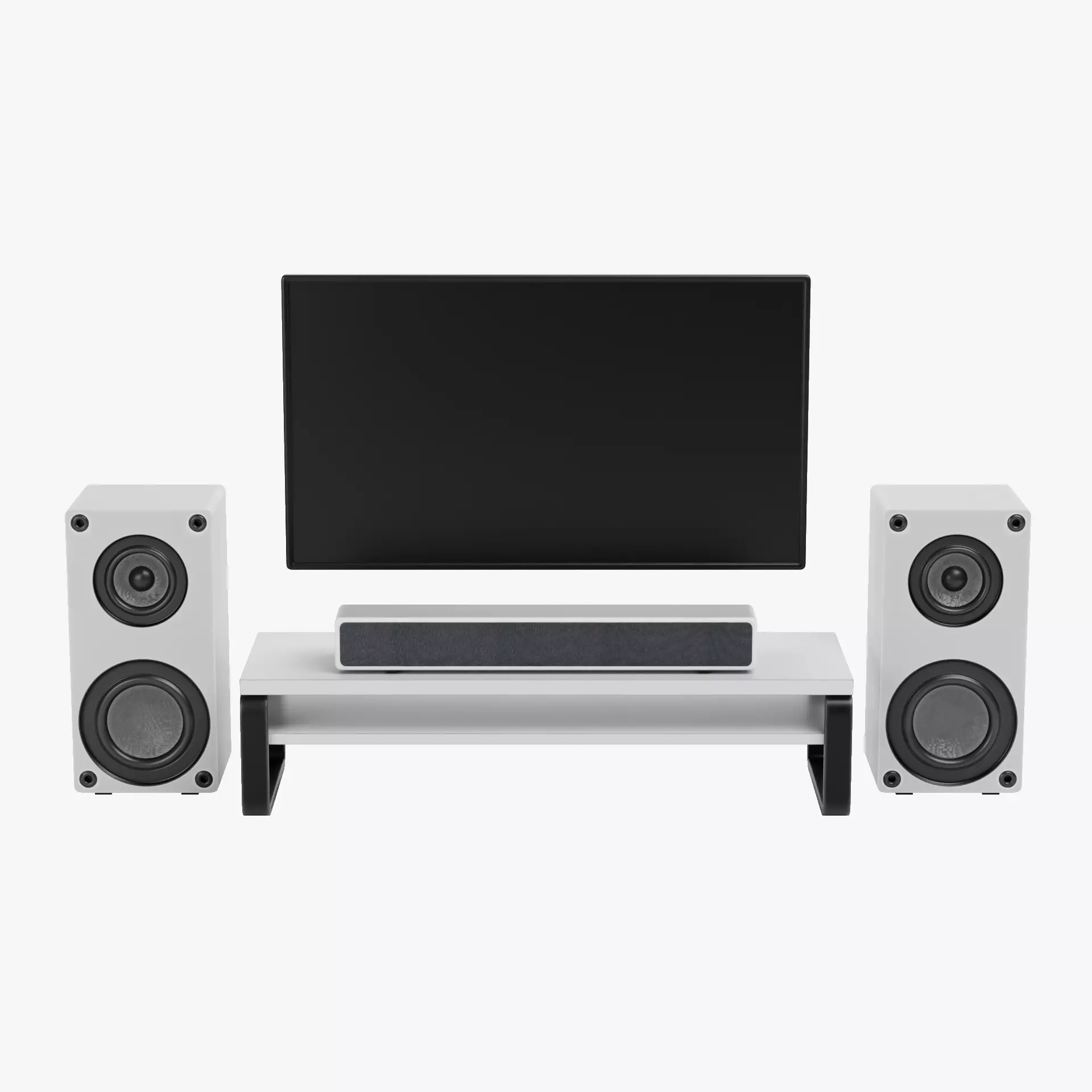 TV Unit with Flat Screen and Sound System V3 - Home Cinema Low-poly 3D model_11