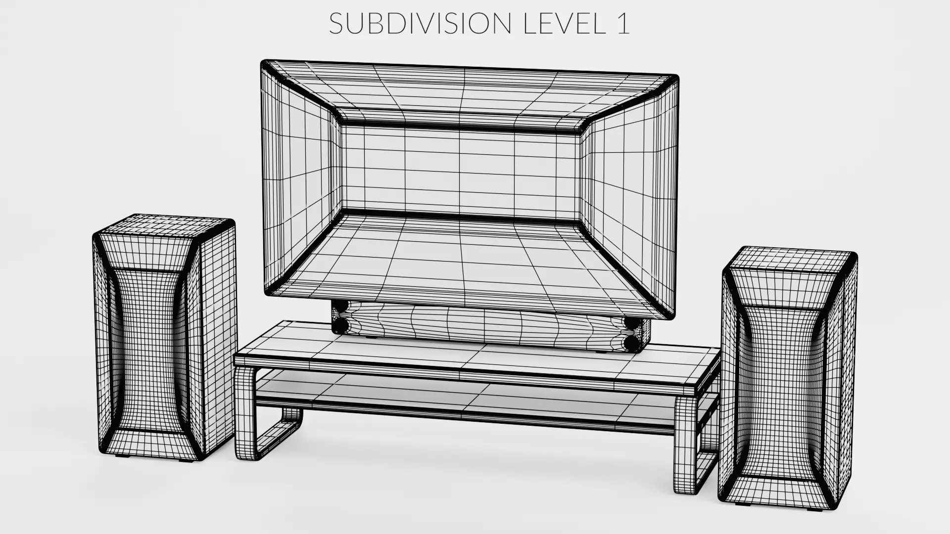 TV Unit with Flat Screen and Sound System V3 - Home Cinema Low-poly 3D model_10