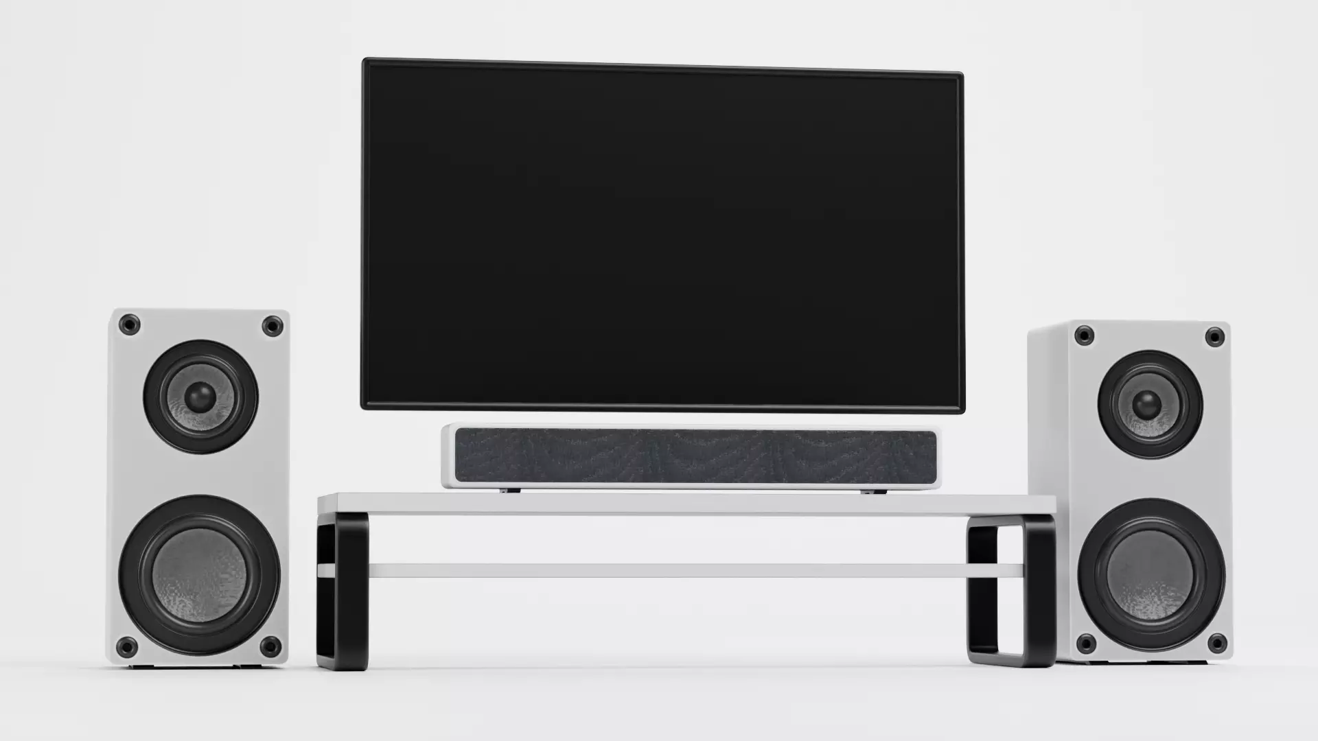 TV Unit with Flat Screen and Sound System V3 - Home Cinema Low-poly 3D model_1