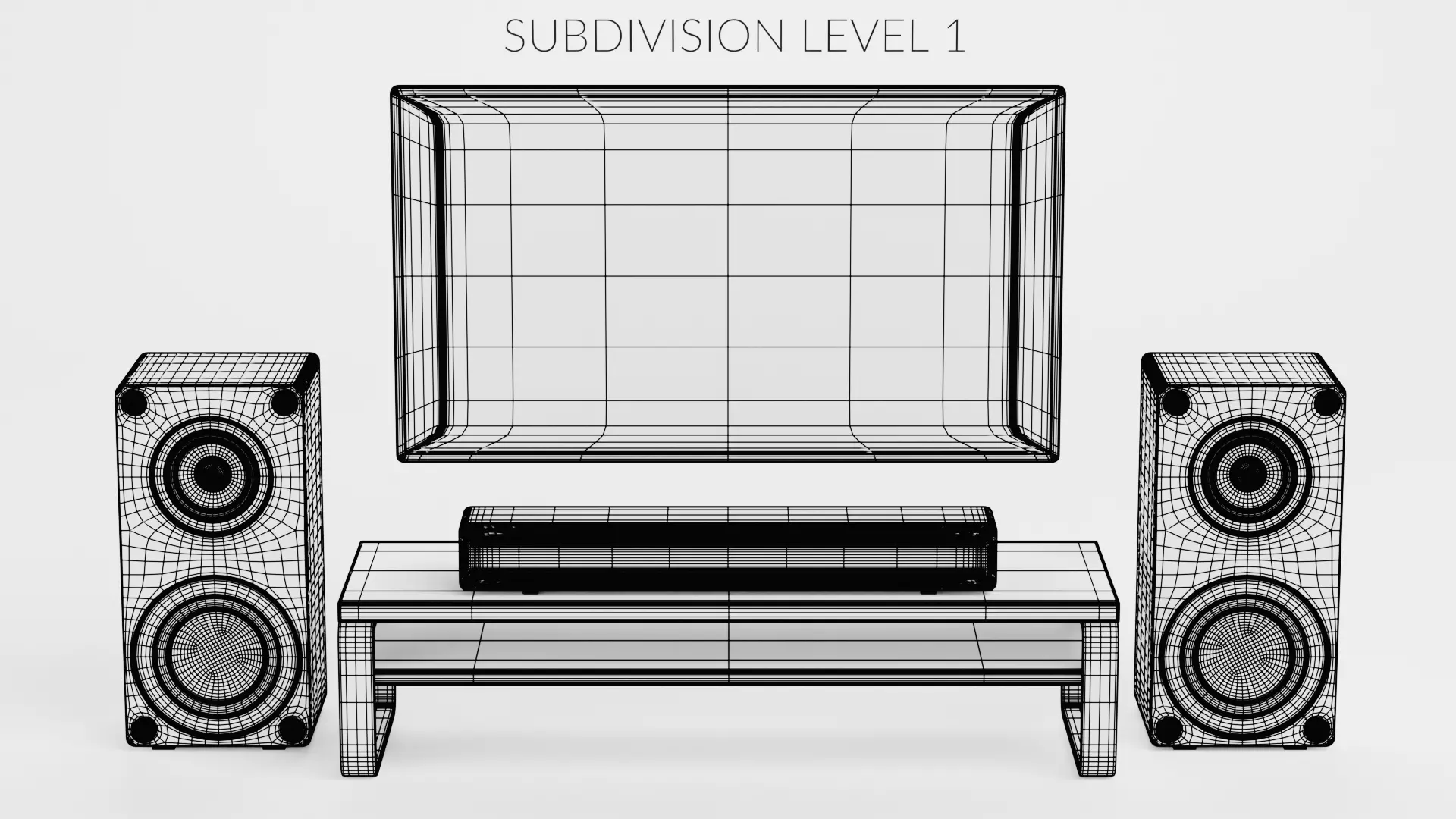 TV Unit with Flat Screen and Sound System V3 - Home Cinema Low-poly 3D model_8