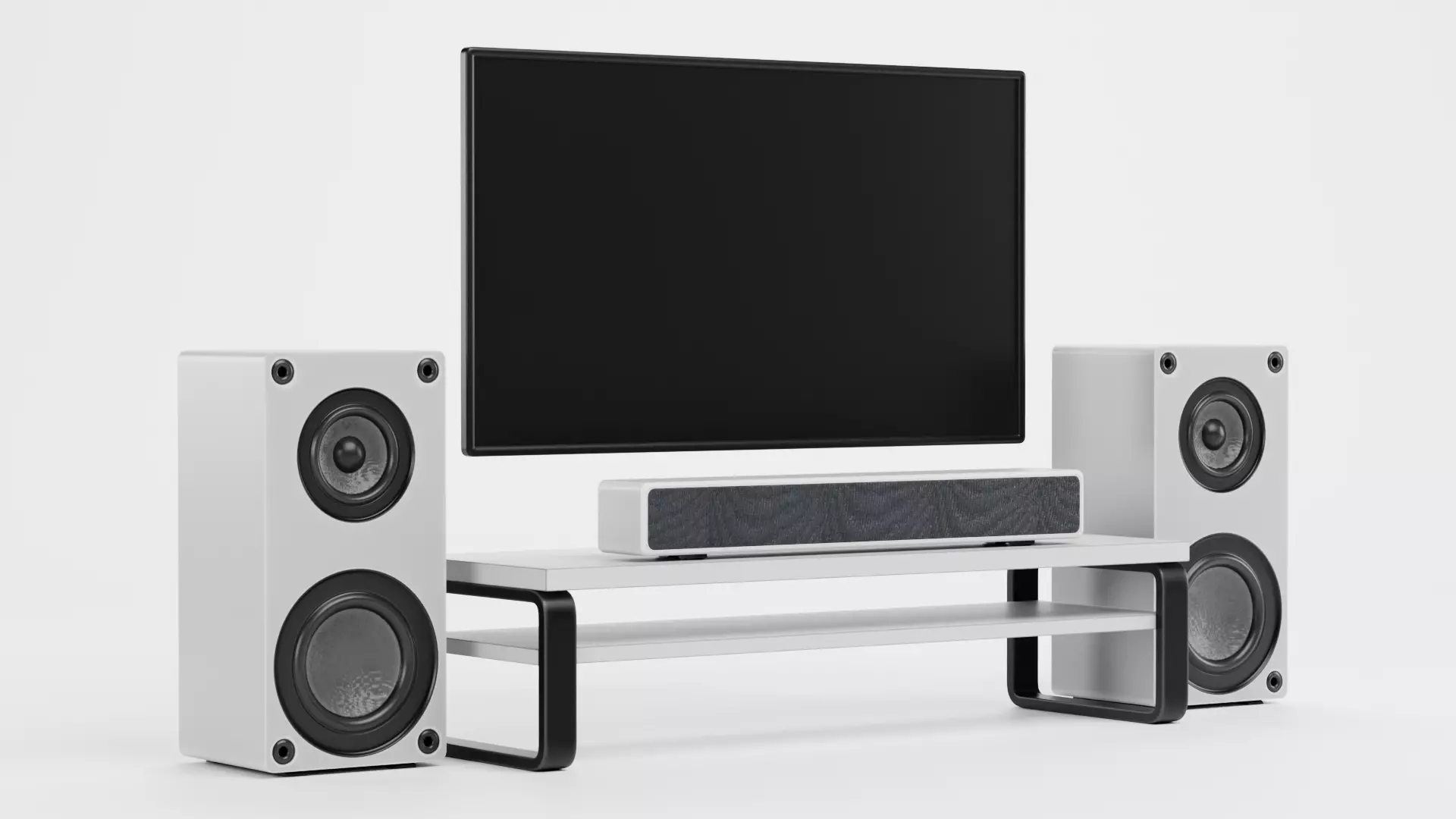 TV Unit with Flat Screen and Sound System V3 - Home Cinema Low-poly 3D model_2