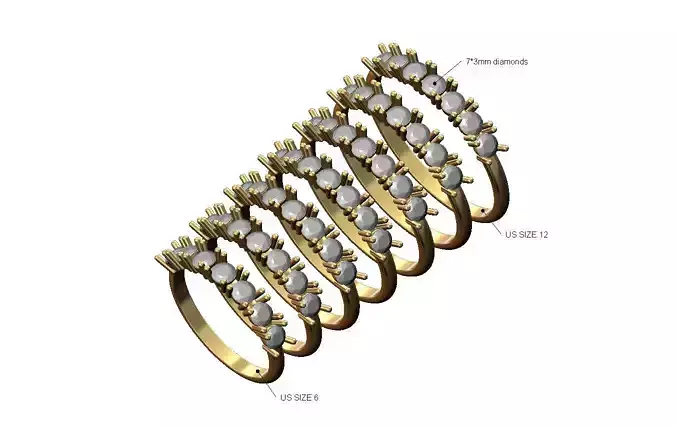 Half eternity 3mm diamond stacker band US sizes 6to12