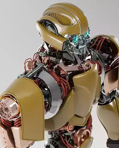 Yellow Cyber Mech Original Sci-Fi Robot Design 3ds Max Corona