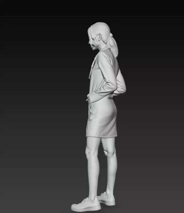 Female Doctor Model with Stethoscope Standing Pose 3D model_7