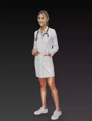 Female Doctor Model with Stethoscope Standing Pose 3D model