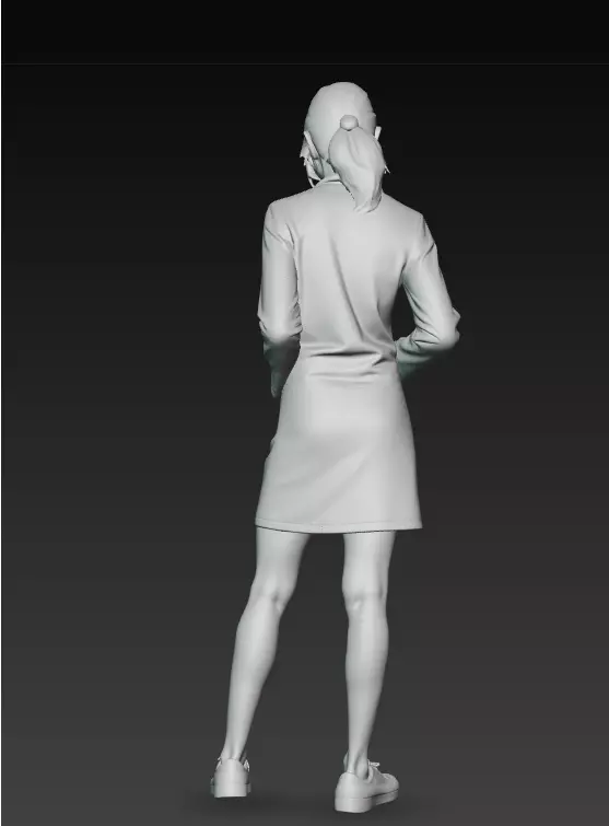 Female Doctor Model with Stethoscope Standing Pose 3D model_8