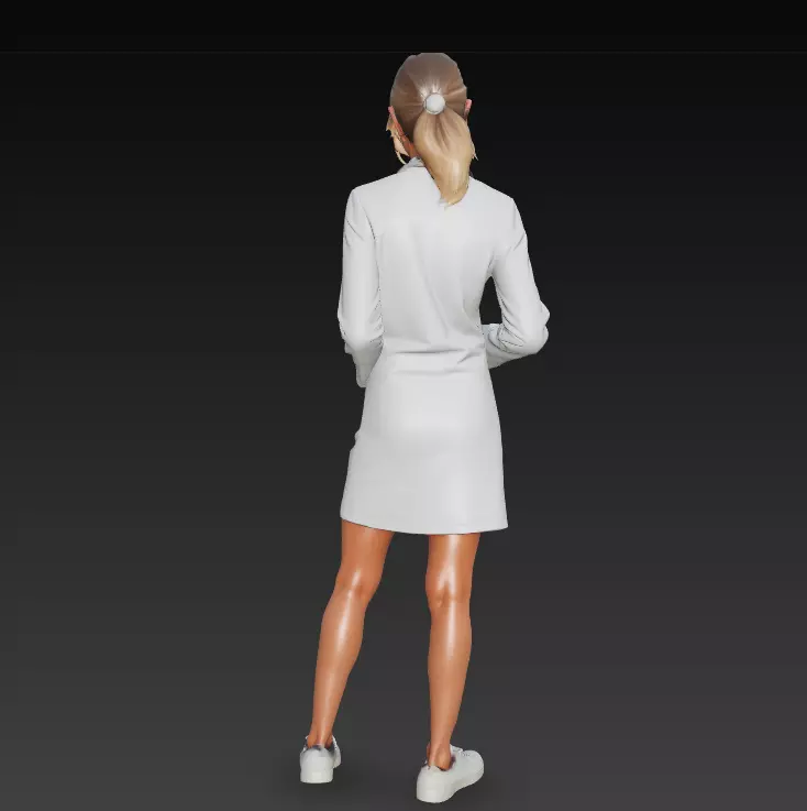 Female Doctor Model with Stethoscope Standing Pose 3D model_3