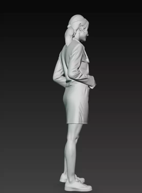 Female Doctor Model with Stethoscope Standing Pose 3D model_9