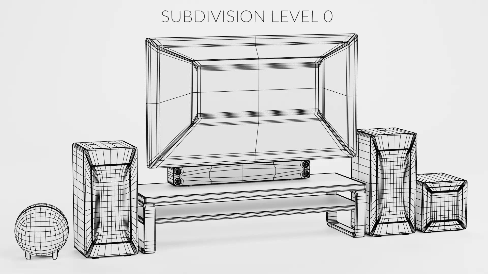 TV Unit with Flat Screen and Sound System V4 - Home Cinema Low-poly 3D model_9