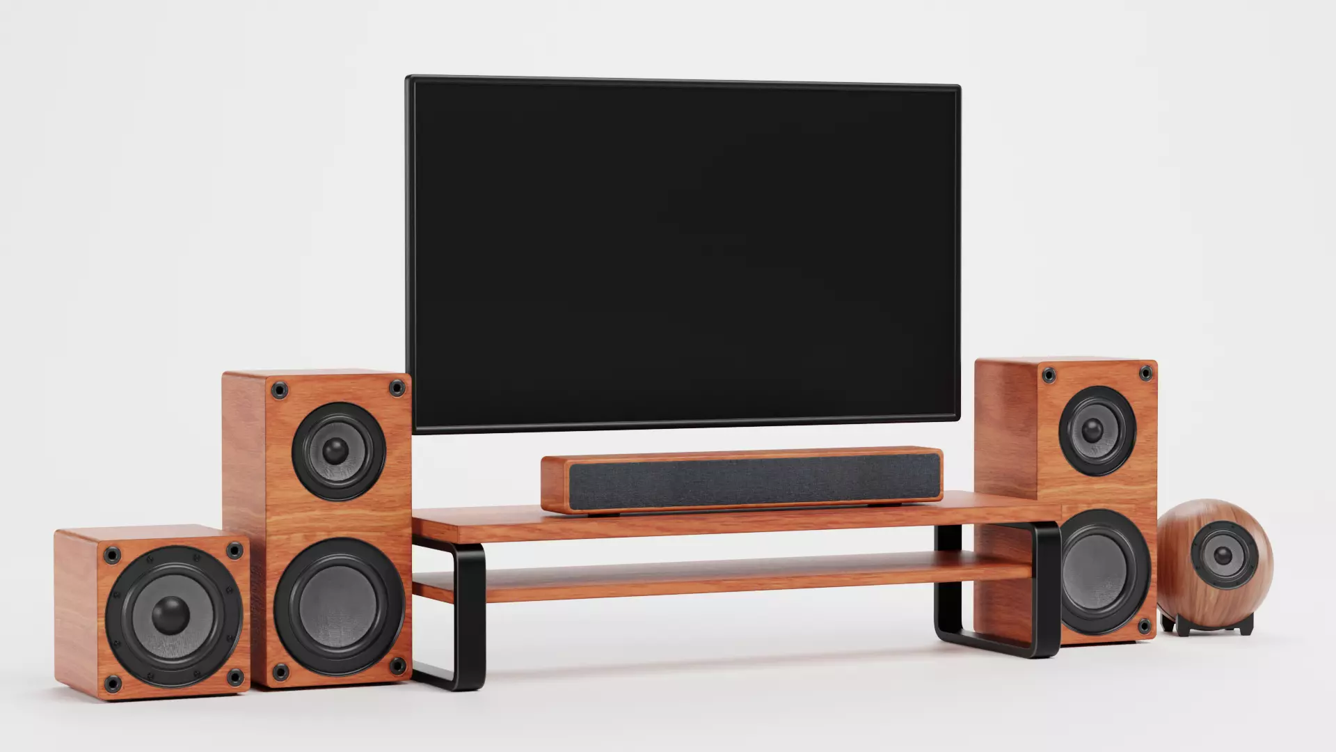 TV Unit with Flat Screen and Sound System V4 - Home Cinema Low-poly 3D model_2