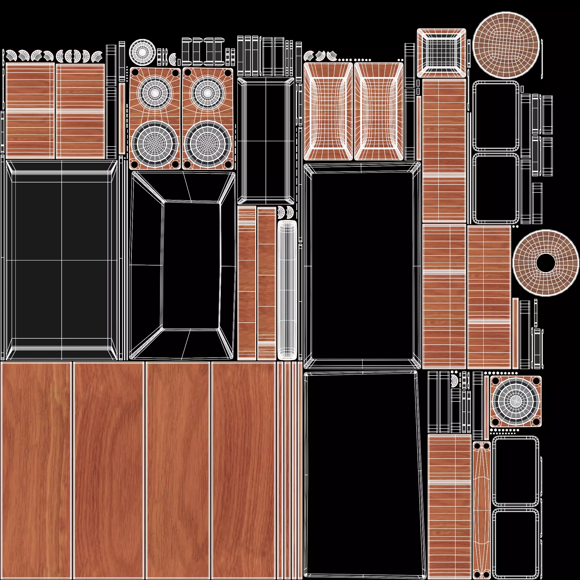 TV Unit with Flat Screen and Sound System V4 - Home Cinema Low-poly 3D model_6