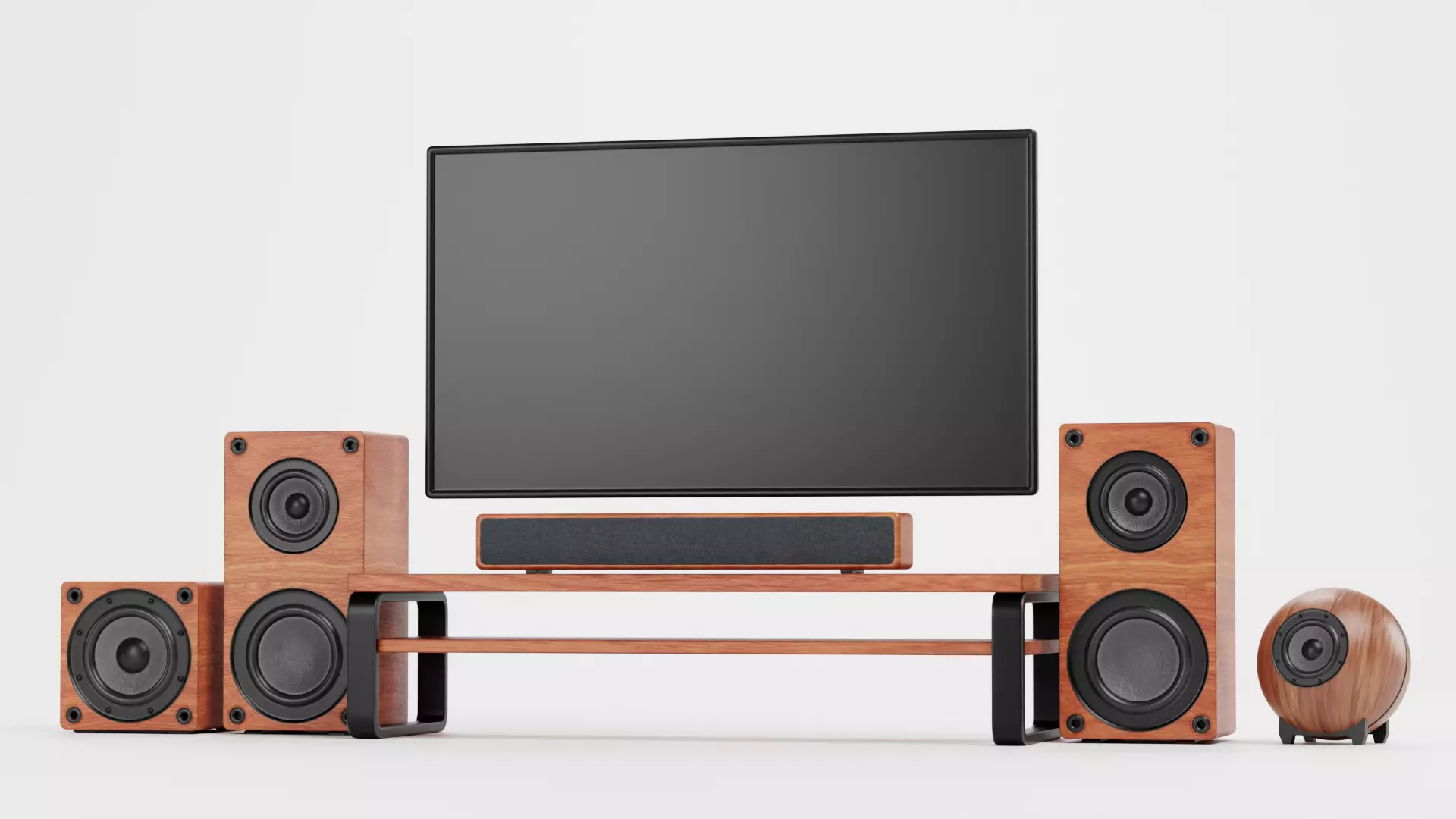 TV Unit with Flat Screen and Sound System V4 - Home Cinema Low-poly 3D model_1