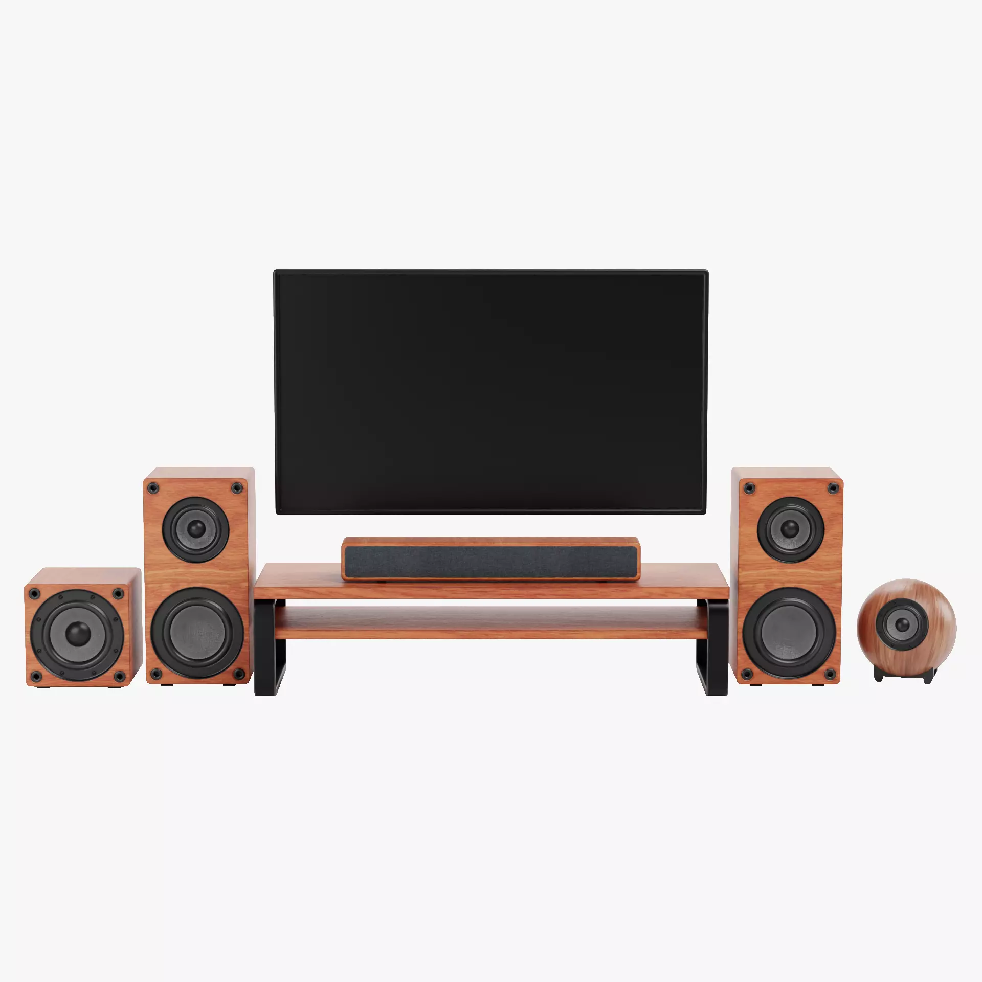 TV Unit with Flat Screen and Sound System V4 - Home Cinema Low-poly 3D model_11