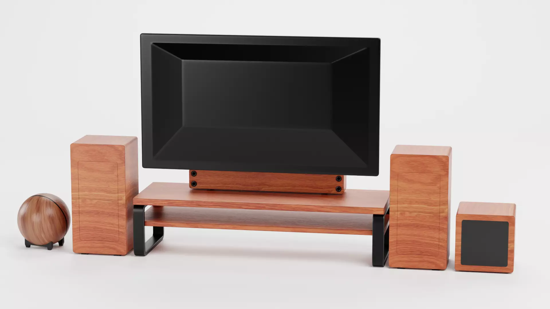 TV Unit with Flat Screen and Sound System V4 - Home Cinema Low-poly 3D model_4
