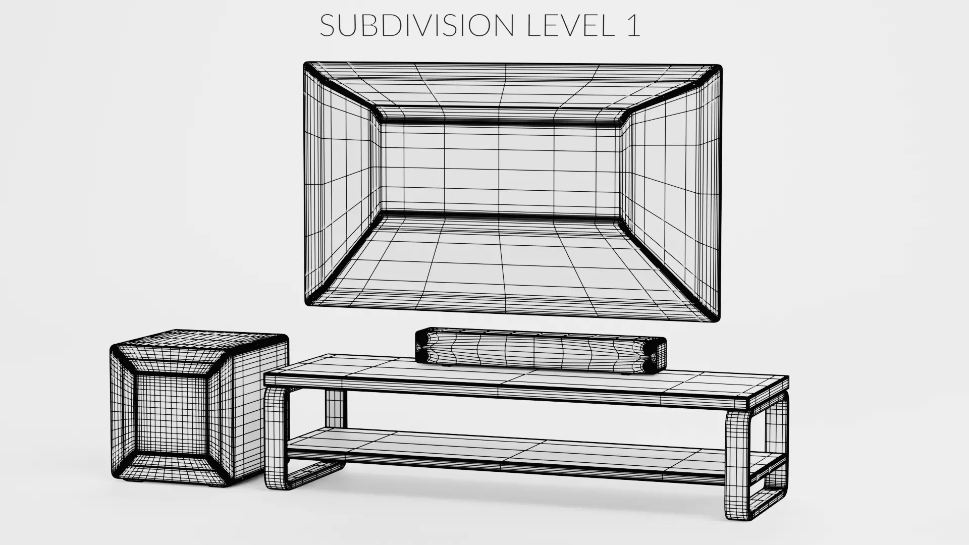 TV Unit with Flat Screen and Sound System V5 - Home Cinema Low-poly 3D model_10
